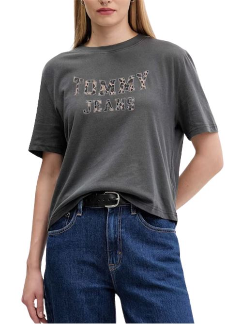 T-shirt in cotone con logo leopardato Tommy Jeans | DW0DW21957BDS